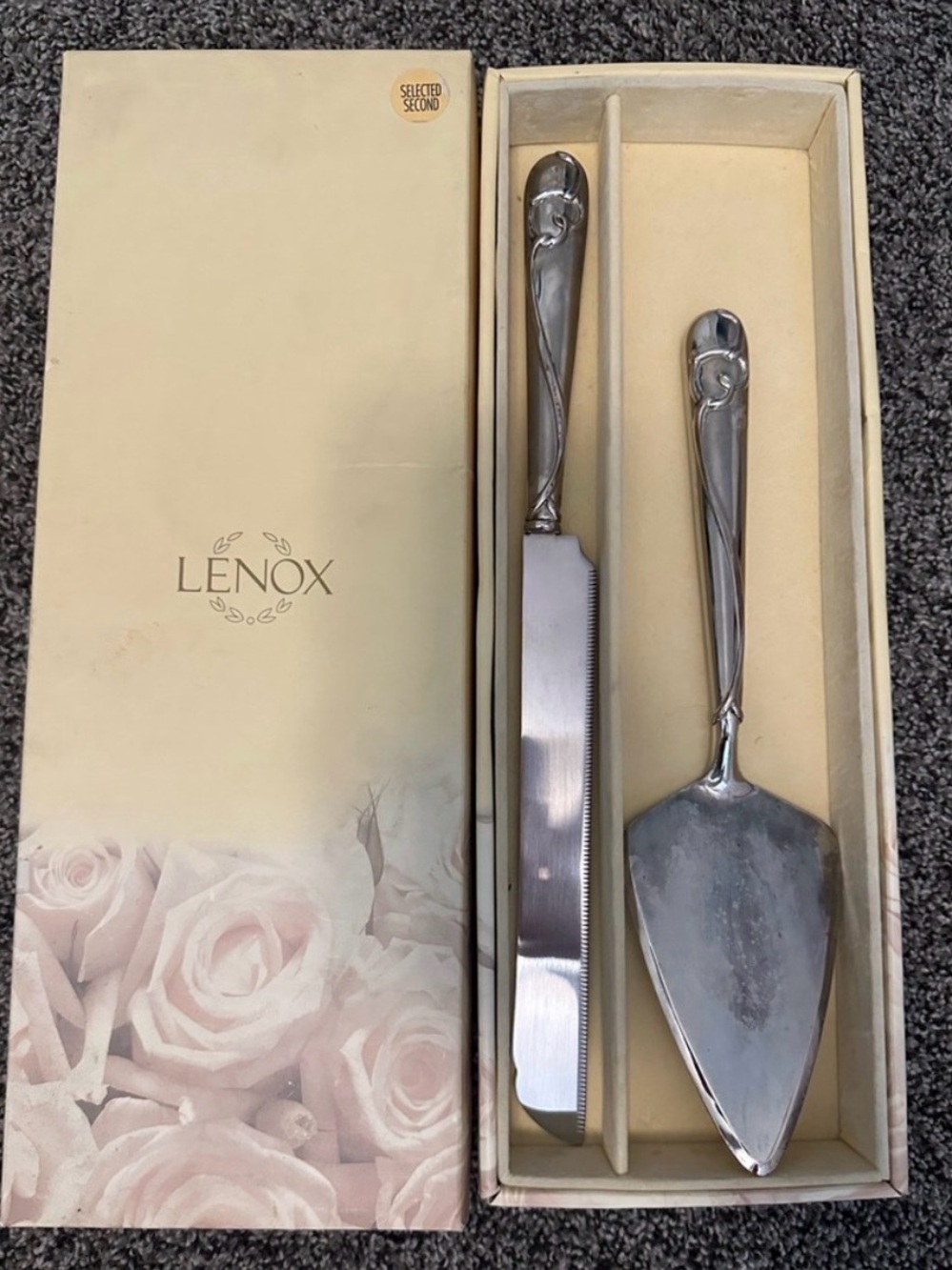 Lenox Silver Plated Cake Knife and Serving Set